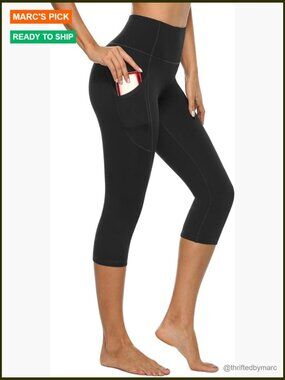 High Waisted Capri Yoga Leggings with Pockets Workout Pants